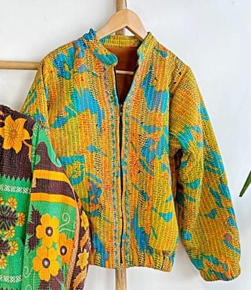 Vintage Inspired Short Jacket- Timeless Elegance with Modern Edge Elegance Yellow with Blue and Brown accent