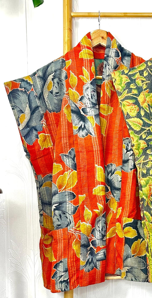 Vintage Inspired Short Jacket- Timeless Elegance with Modern Edge Red with red grey