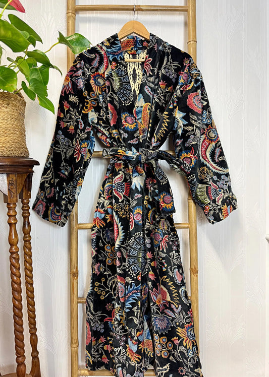 Luxury Velvet House Robe Unisex Kimono Winter Christmas Gift Elegant Royal Black Blue Red Orange