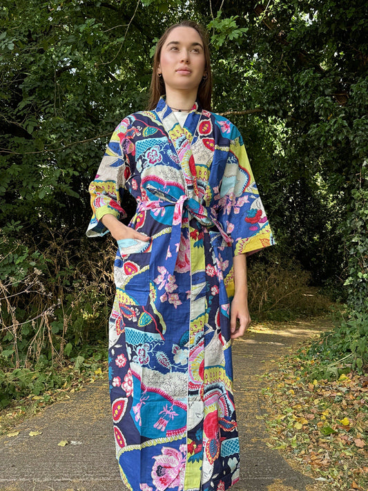 Pure Cotton Block printed Exotic blue