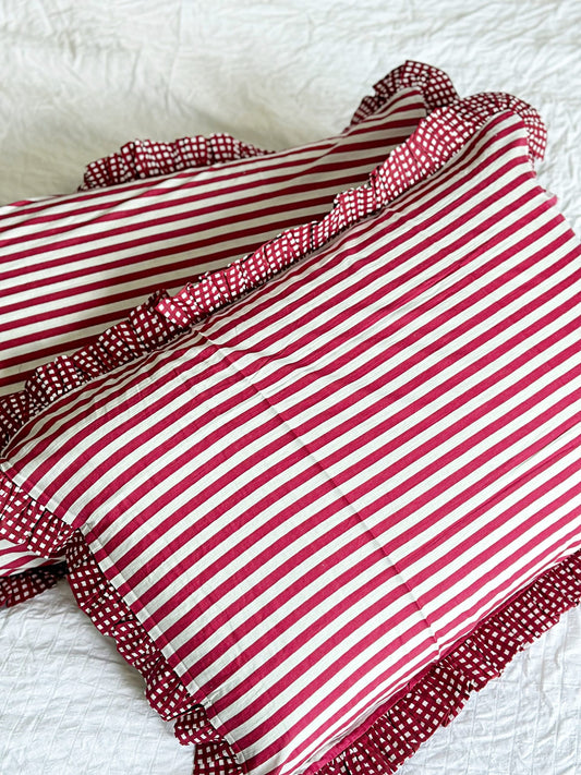 Soft Touch 100% Cotton Pillow Cover – Pink Stripe