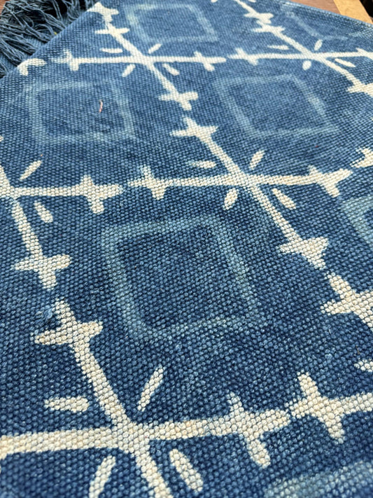 Modern 6x4 ft. Area Rug – Soft, Durable & Stylish Floor Accent | Geometric Navy Blue Cream