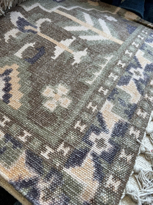 Modern 6x4 ft. Area Rug – Soft, Durable & Stylish Floor Accent | Dark Choco Brown Dull Green White/Yellow Hue