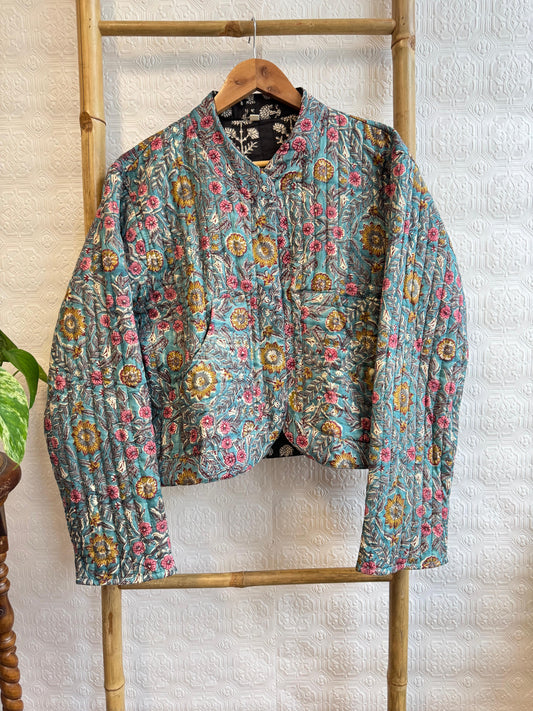 Cotton quilted open jacket