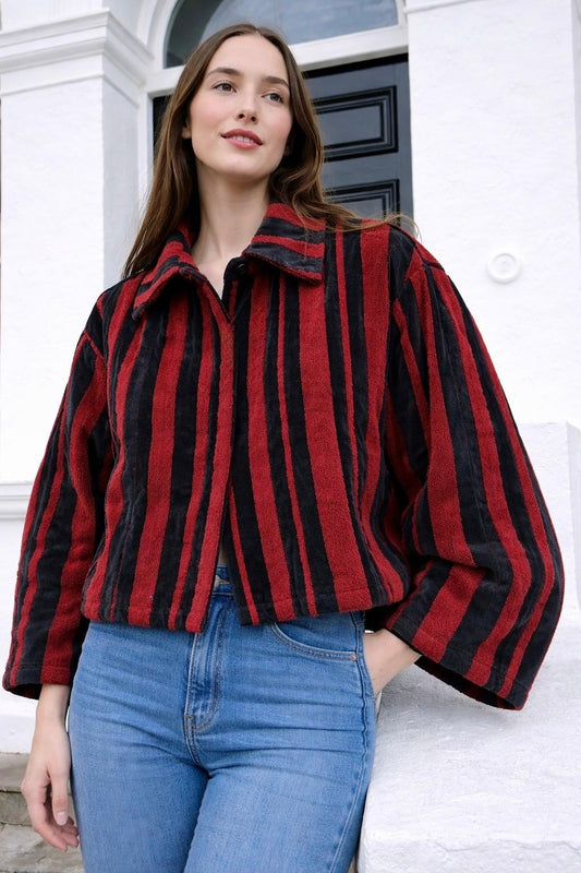 Luxury Velvet Towel Boho Bolero Jacket Quirky Layer Dinner Chic Bolero Winter Christmas Gift |Red Black