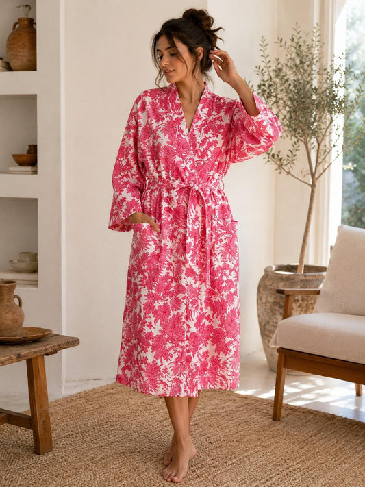 Pure Cotton Kimono with Hand Block printing