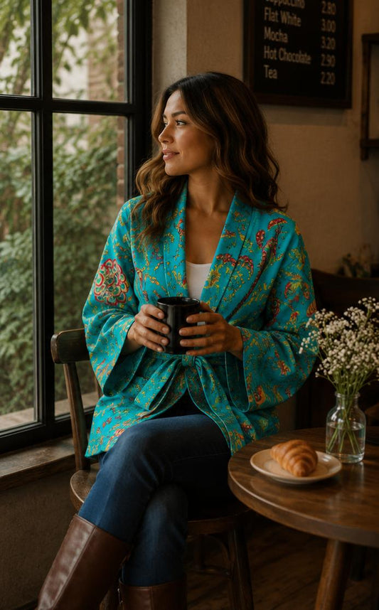 Luxury Velvet Boho Quirky Floral Elegant Royal Teal Petrol Blue Orange