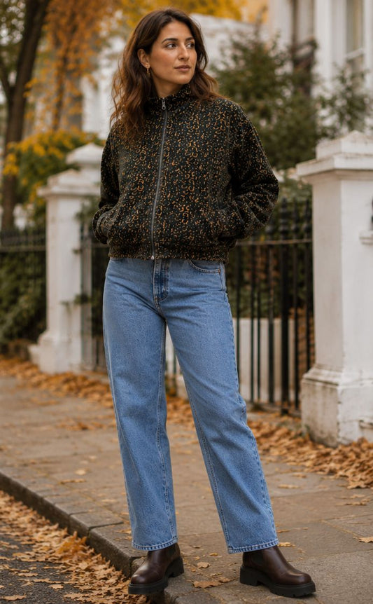 Luxury Velvet Boho Bomber Jacket | Olive Mustard