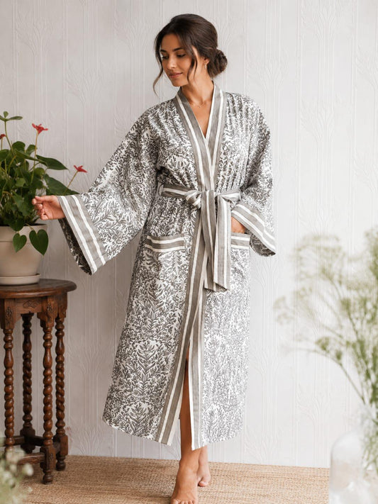Pure Cotton Block printed Comfy Maternity Spring Pastel Grey White Monochrome