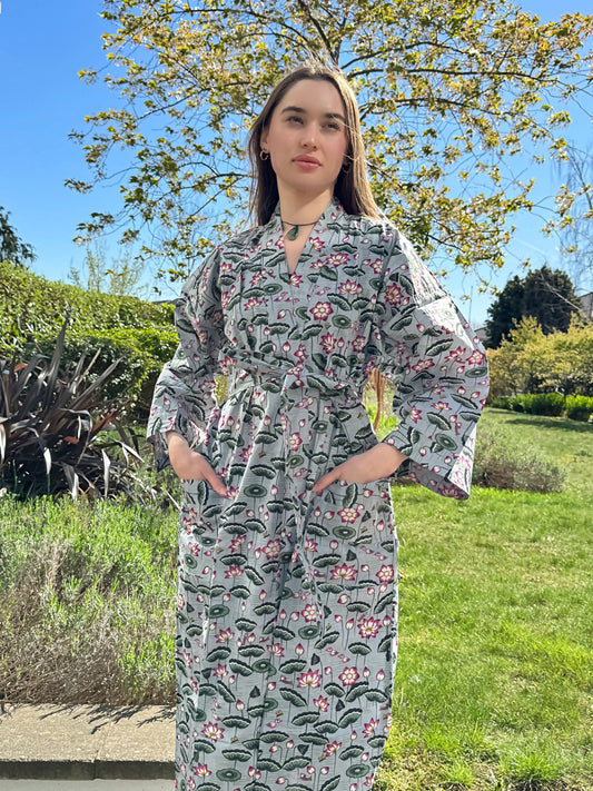 Pure Cotton Block printed Pastel White