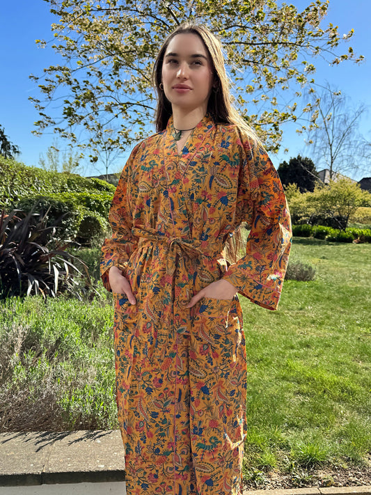 Pure Cotton Block printed Yellow Orange