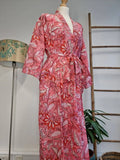 Pure Cotton Kimono in Bright Pink Botanical Print