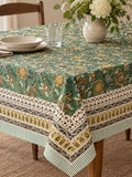 Cotton Summer Spring Table Cover | Forest Green Yellow
