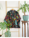 Suzani Hand Embroidered Short Jacket | Autumn Boho Uzbek Kashmir Crewel | Christmas Special Gift | Classic Matt Black Mustard Blue Red