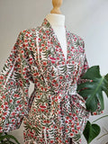 Pure Cotton Kimono in Green Pink