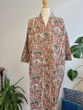 Pure Cotton Kimono in Green Pink