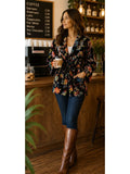 Luxury Velvet Boho Quirky Floral Layer Dinner Chic Coat Bomber Jacket Bolero Autumn Winter Christmas Gift | Elegant Black Rust Blue Green