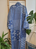 Pure Cotton Block printed Indigo White Blue Patchwork