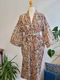 Pure Cotton Kimono in Green Pink