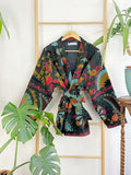 Suzani Hand Embroidered Short Jacket | Autumn Boho Uzbek Kashmir Crewel | Christmas Special Gift | Classic Matt Black Mustard Blue Red