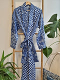Pure Cotton Block printed Indigo White Blue Patchwork