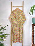 Pure Cotton Block printed Spring Soft Yellow Pink Orange