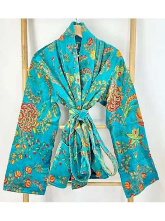 Luxury Velvet Boho Quirky Floral Elegant Royal Teal Petrol Blue Orange