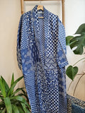 Pure Cotton Block printed Indigo White Blue Patchwork