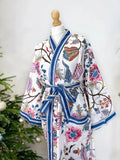 Pure Cotton Block printed White Paradise Spring Exotic Lovers Stripe
