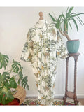 Pure Cotton Indian Block printed House Robe Summer Kimono | Floral Coverup/Comfy Maternity Off White Green Safari Leopard Giraffe Jungle