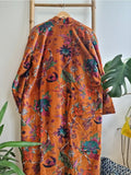 Luxury Velvet House Robe Unisex Kimono Elegant Fire Orange Passion