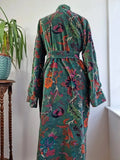 Luxury Velvet House Robe Unisex Kimono Rich Chic Emerald Green Rust Orange