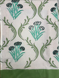 Stunning block-printed curtains on a crisp white cotton base with Big Floral Motif