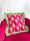 Cotton Cushion Cover :   Royal pink  with  red tiger