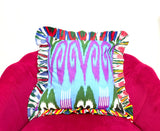 Cotton Cushion Cover :sky  blue purple green  rainbow Ikat print