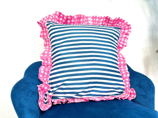 Cotton Cushion Cover :blue white stripe