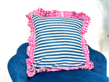 Cotton Cushion Cover :blue white stripe