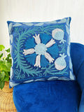 Suzani Velvet Cushion Cover blue