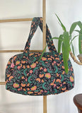 SoftStyle Quilted Cotton Duffle Bag with Dual Side Pockets Black flora