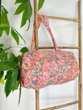 SoftStyle Quilted Cotton Duffle Bag with Dual Side Pockets Peach floral hue