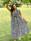 Elegant Cotton Dress  Black White