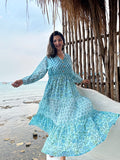 Elegant Cotton DressOcean Blue Turquoise