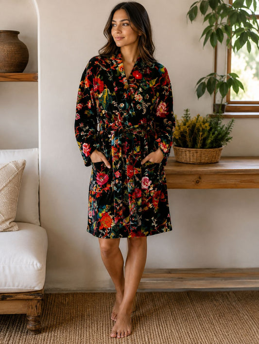 Luxury Velvet House Knee Short Robe Unisex Kimono Boho Jacket Spring Coat