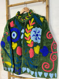 Velvet Suzani Artisan Hand Embroidered Short Jacket | Autumn Winter Boho  | Luxury Special Gift | Love Olive