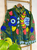 Velvet Suzani Artisan Hand Embroidered Short Jacket | Autumn Winter Boho  | Luxury Special Gift | Love Olive