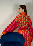Pure Cotton Handprinted House Robe Tropical Kimono - Chunky Stripe Quirky Cheetah Beach Coverup/Comfy Maternity | Pink Orange Hue