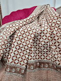High Quality Hand dyed Shibori Kantha Throws in 100% Cotton-White Earthen Autumn Brown Geometric