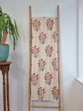 High Quality Hand dyed Shibori Kantha Throws in 100% Cotton-Vintage Cream Red Garden Blossom Stripe