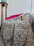 High Quality Hand dyed Shibori Kantha Throws in 100% Cotton-White Earthen Olive Rose Persian Pottery
