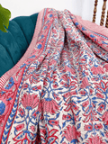 High Quality Hand dyed Shibori Kantha Throws in 100% Cotton-Pink blue gardenia